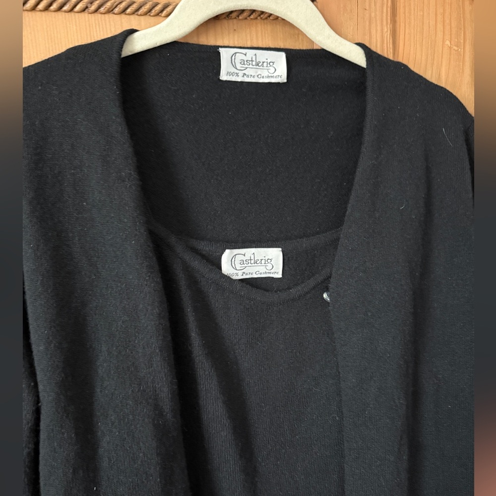 Women's Black Cashmere cardigan and tank